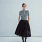 100% cotton elastic waist voluminous hem midi skirt | 2 color
