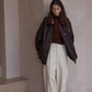 Cotton blend curved loose pants | 4 color