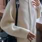 100% wool rib high collar dual-zipper cardigan
