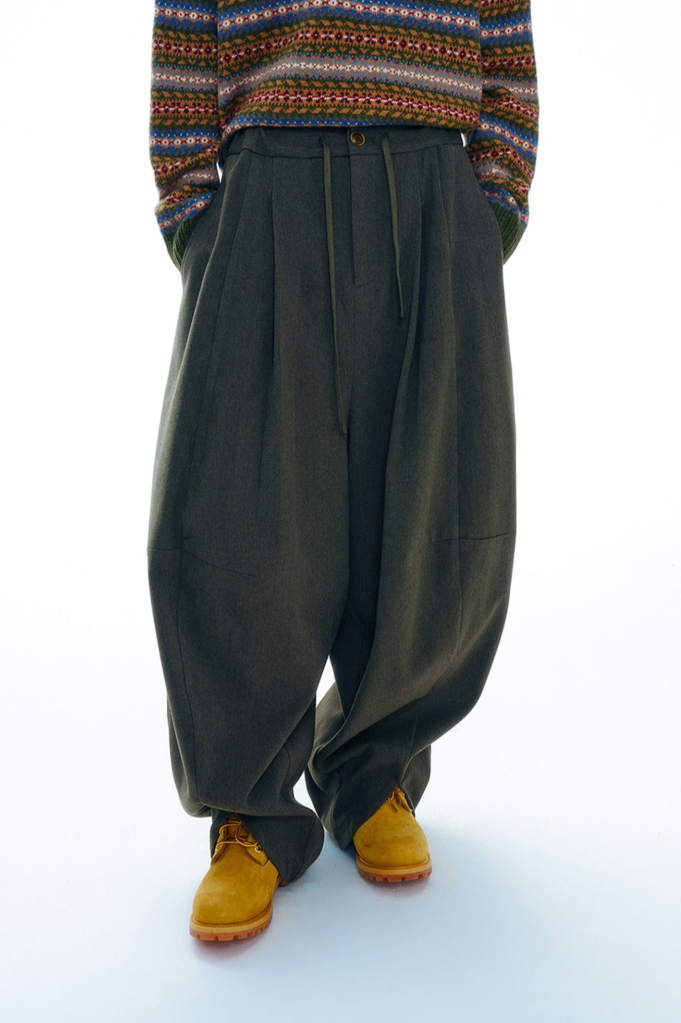 Thick ankle-skimming ultra wide-leg cocoon pants | 4 color