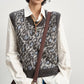 Alpaca blend retro leopard vest | 2 color