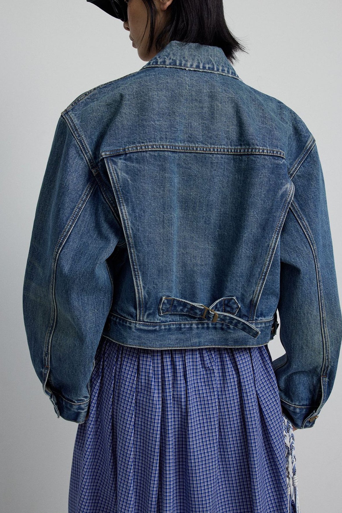 100% cotton retro cropped denim jacket | 2 color