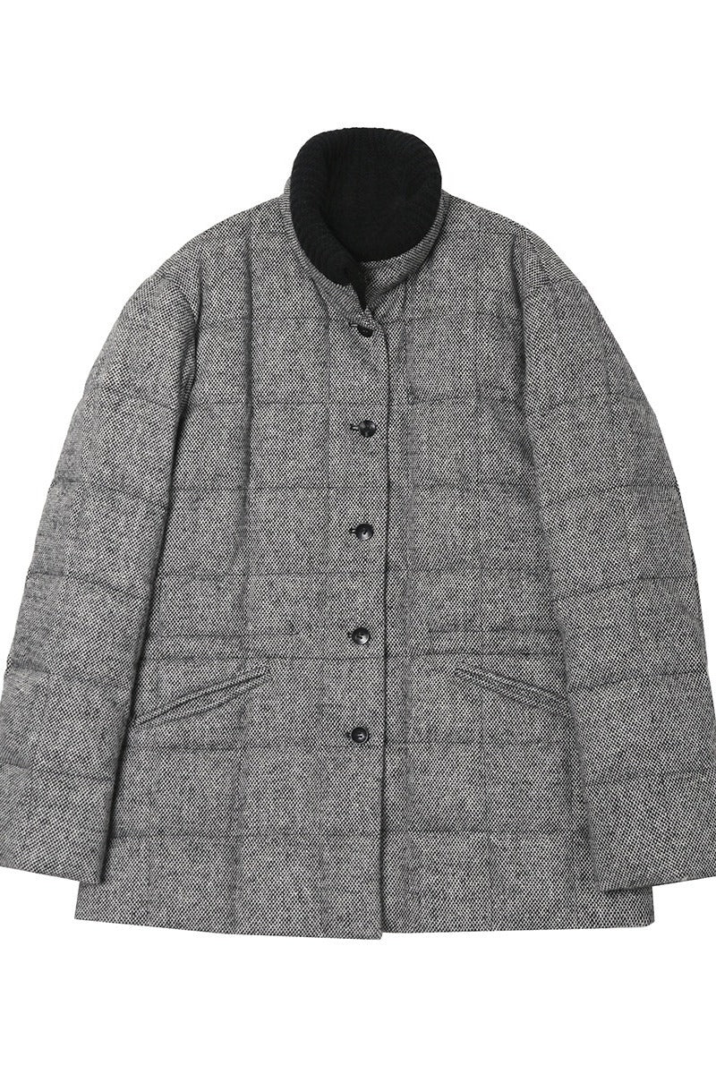 Wool blend fabric with duck down quilted down jacket | 2 color