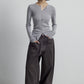 Wool containing slim knitwear | 6 color