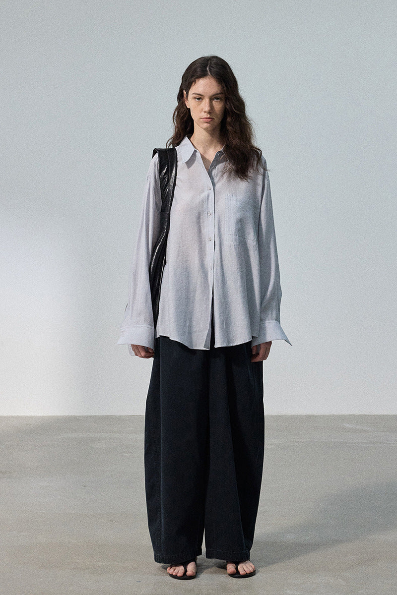 Simplicity semi-sheer wide shirt | 6 color