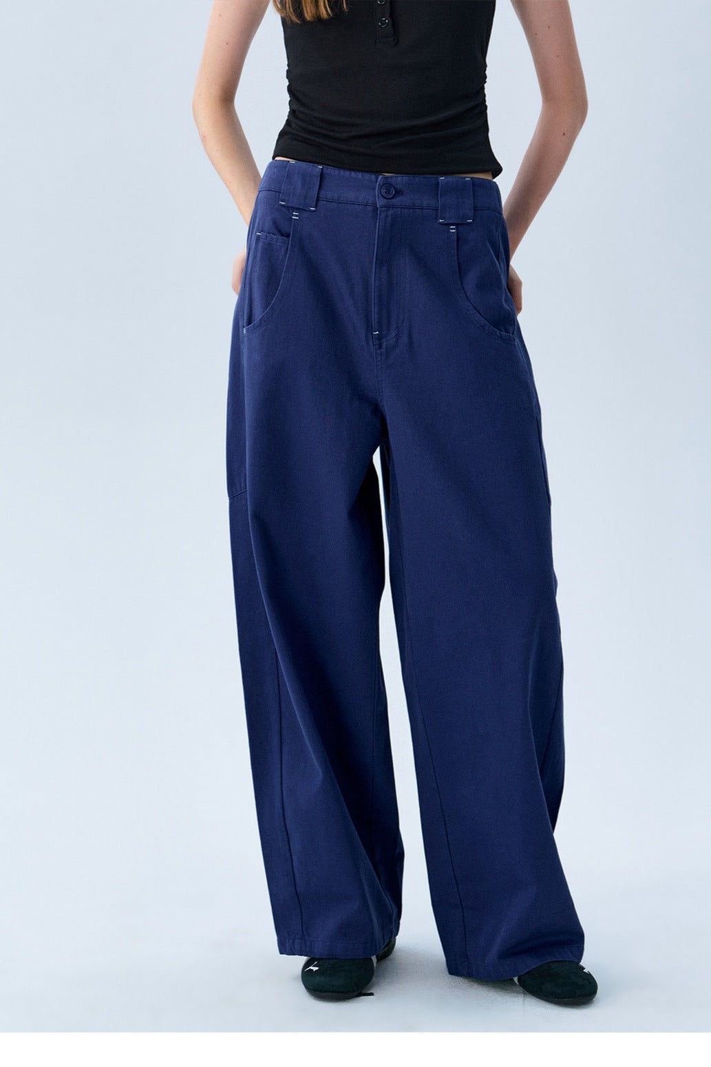 High-waist cotton relaxed fit trousers | 4 color