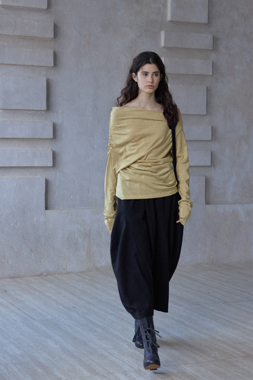 Wool blend loose fit silhouette skirt | 2 color