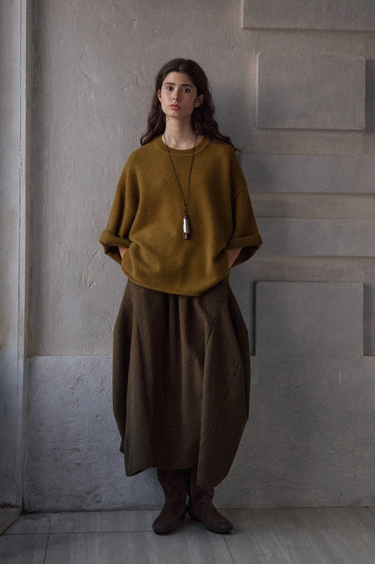 Wool blend loose fit silhouette skirt | 2 color