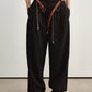 Wool blend herringbone pattern relaxed fit pants | 2 color