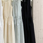 Cotton blend pleated A-line sleeveless dress | 4 color