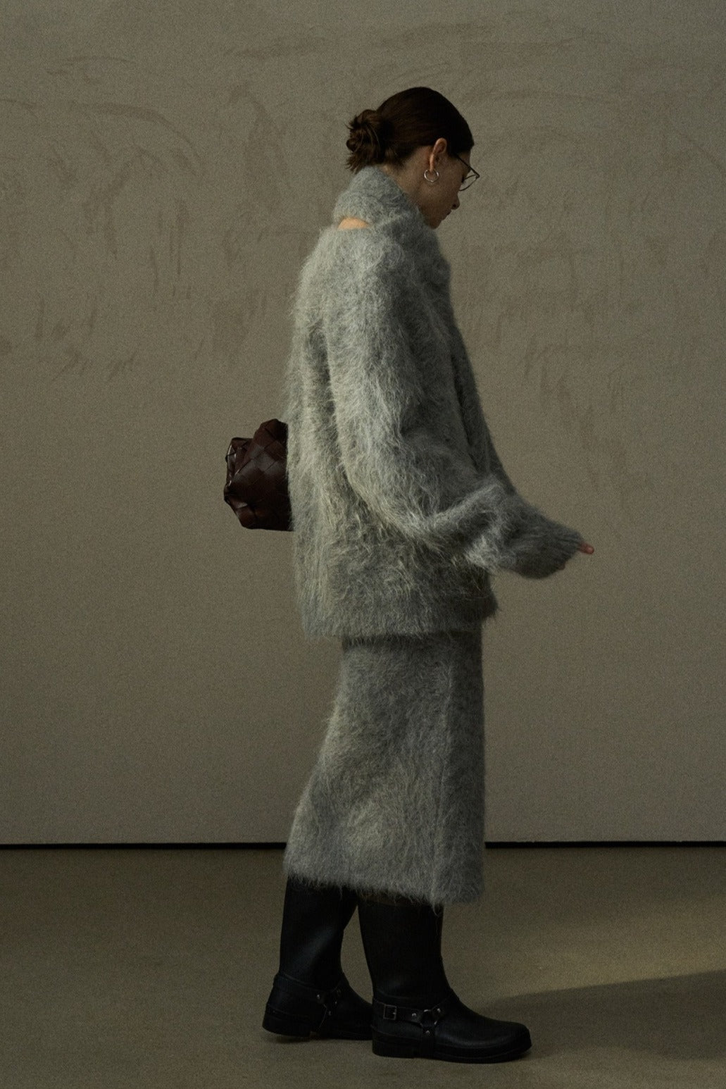 Falda elástica y esponjosa de mezcla de alpaca | 3 colores