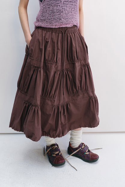Cotton blend wrinkle texture cake skirt | 3 color