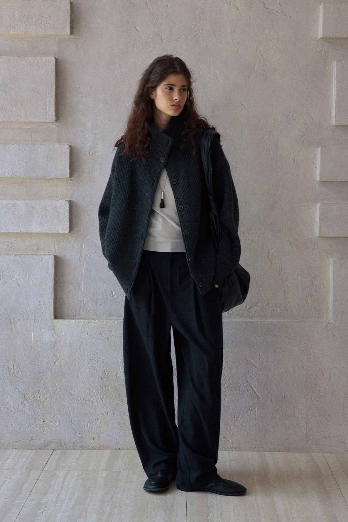 100% wool loose fit chunky knit cardigan | 4 color