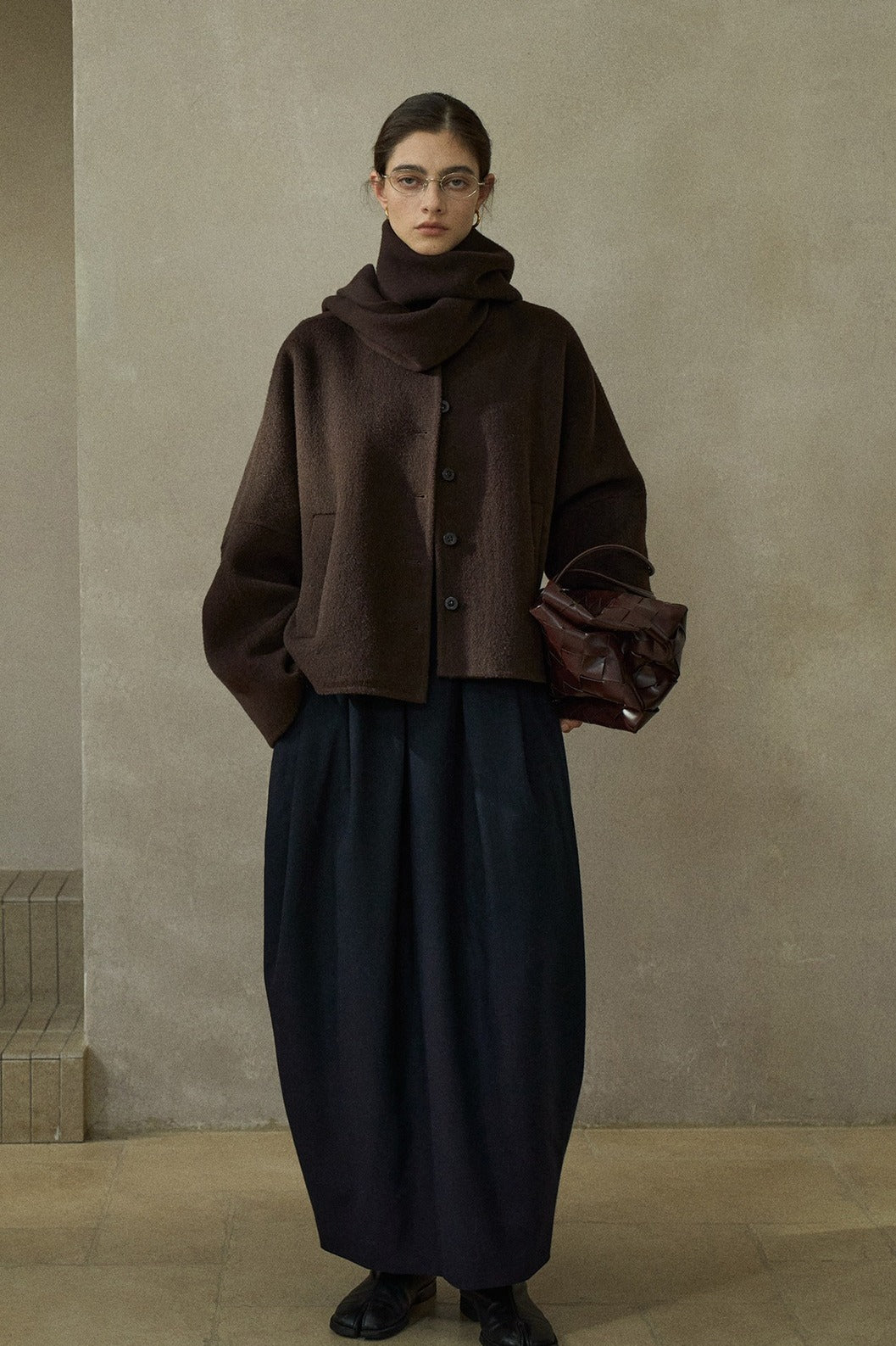 Chaqueta minimalista sin cuello, 100% lana | 3 colores