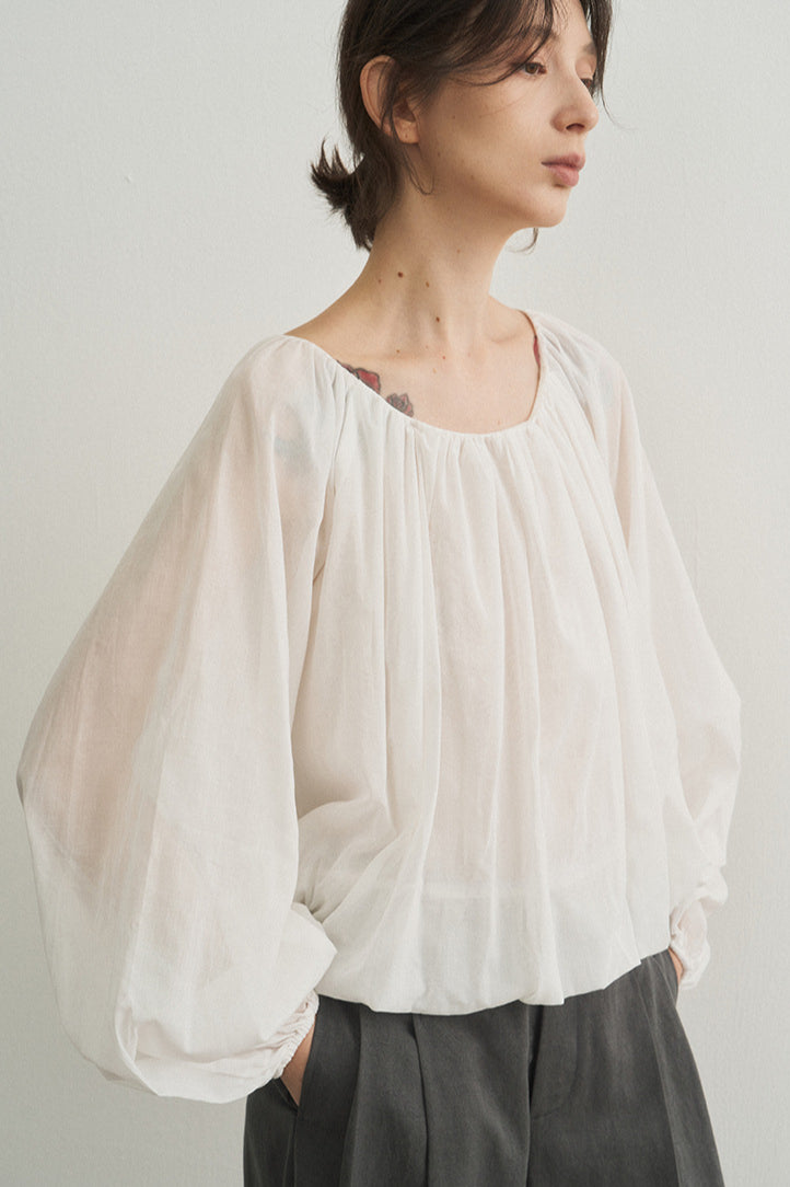 100% cotton semi-sheer blouse | 4 color