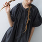 100% cotton bubble sleeves relaxed-fit dress | 4 color