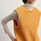 100% wool chunky texture rib vest | 4 color