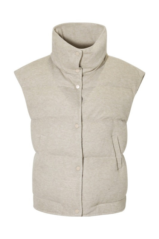 Quilted stand collar down jacket vest |  2 color