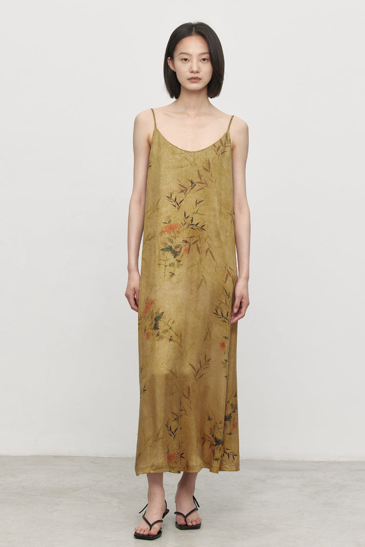 Cuprammonium decent printing slip dress | 3 color