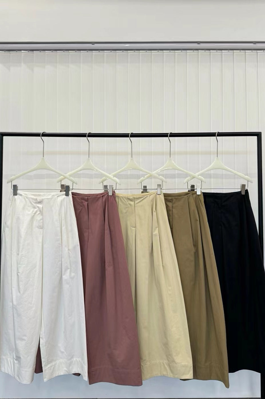 100 cotton simple waist wide leg pants | 5 color