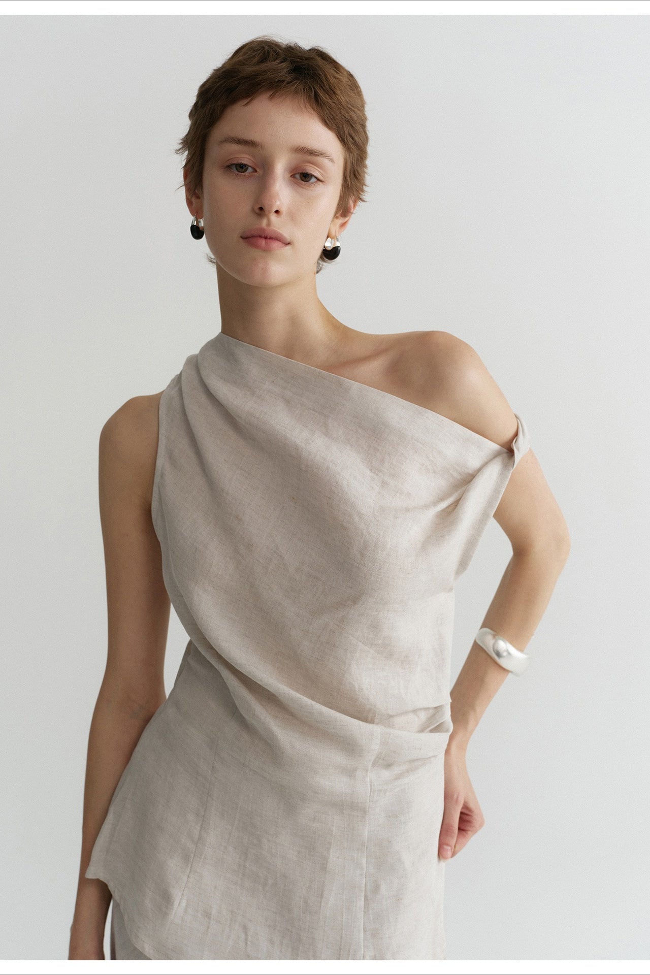 Haut épaules dénudées en Tencel-lin | 2 couleurs