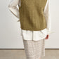100% wool chunky texture rib vest | 4 color