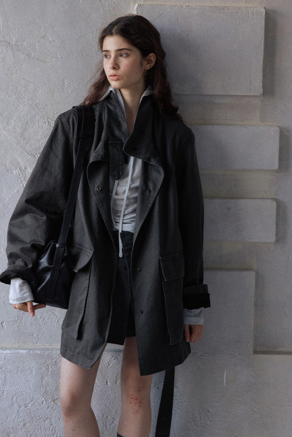 Cotton blend cozy crinkle style suede jacket