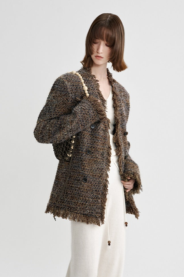 Wool blend retro-style tweed jacket