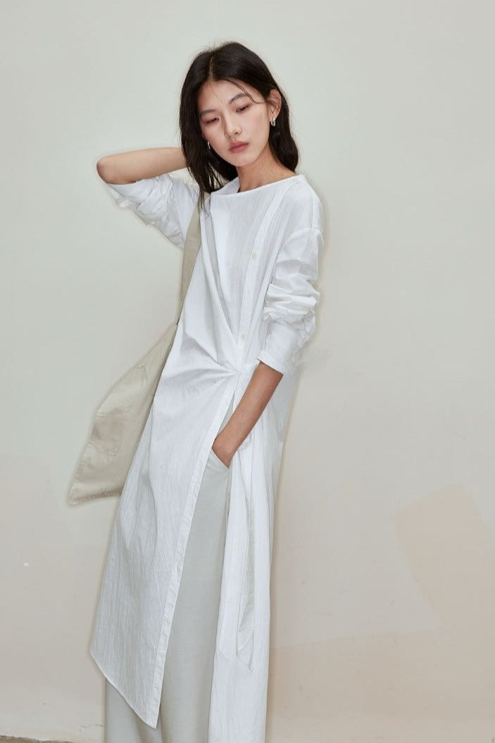Cotton blend everyday-ease shirt dress | 2 color
