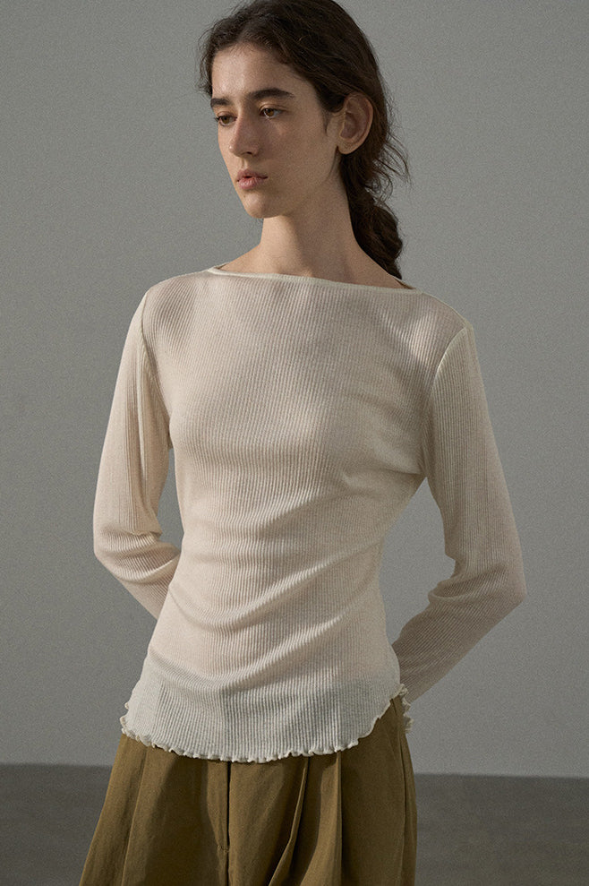 Sheep wool containing ear-like trim knitwear | 2 color