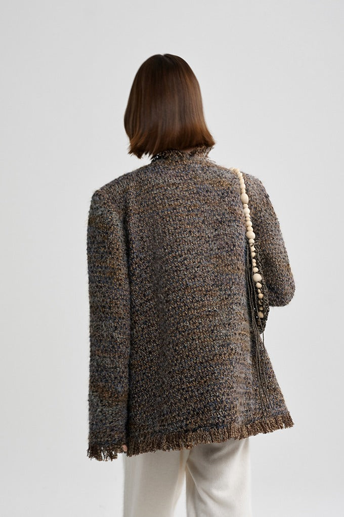 Chaqueta de tweed estilo retro en mezcla de lana