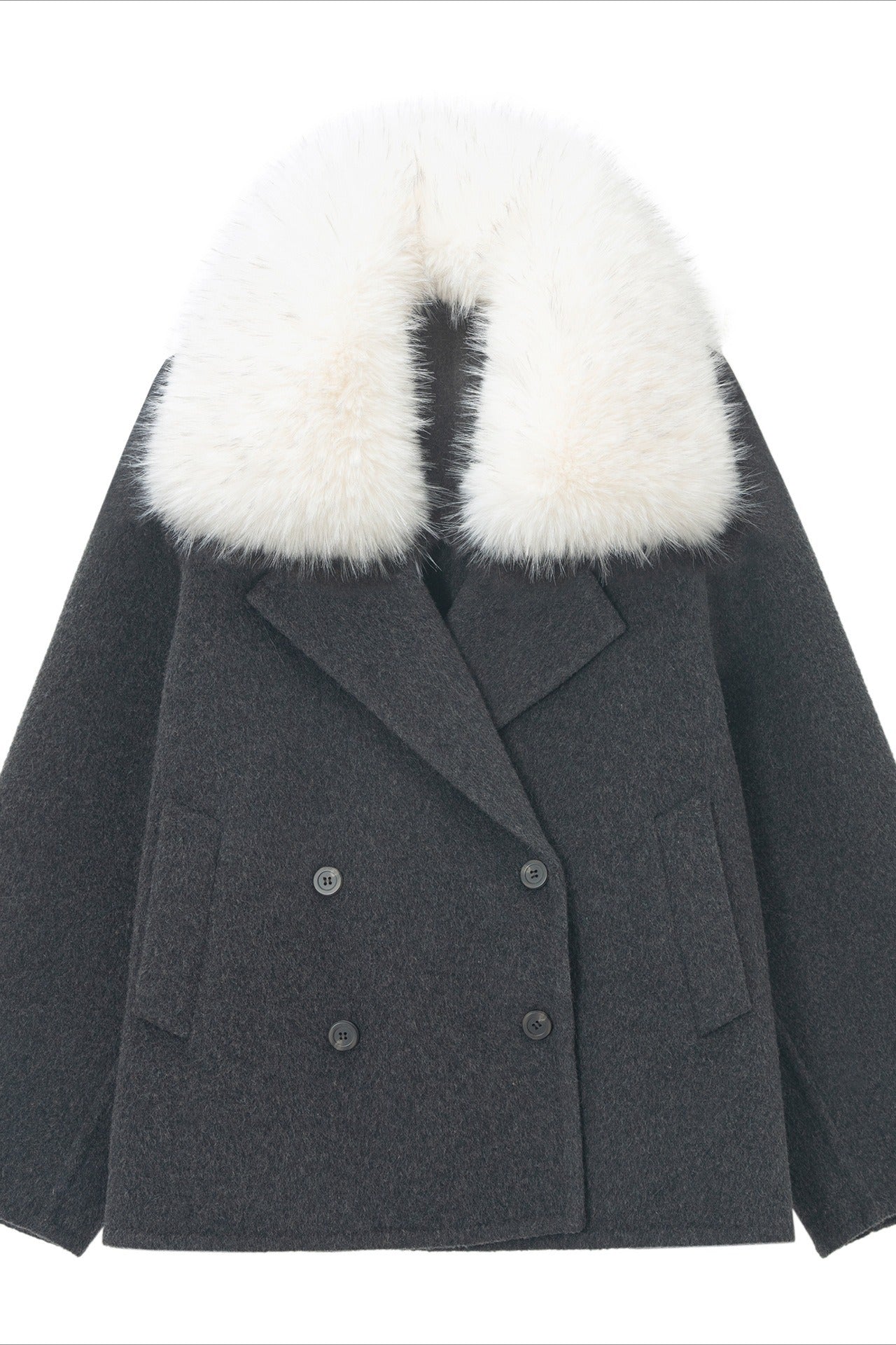 Wool blend oversized collar jacket | 2 color