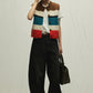 Wool blend fitted color-block striped vest | 3 color