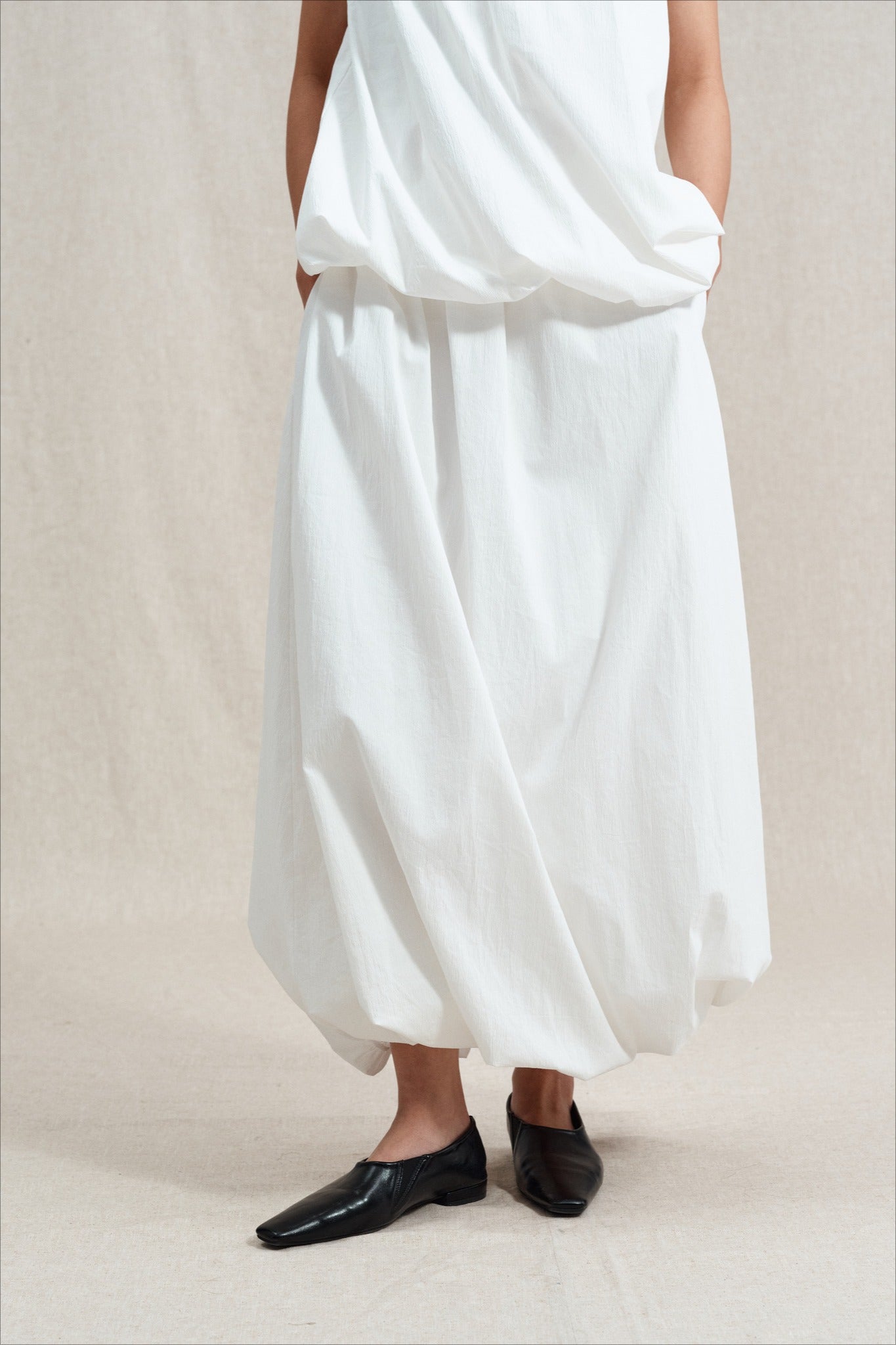 Falda romántica tipo capullo de mezcla de algodón | 2 colores