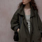 Cotton relaxed-fit batwing sleeves trench coat | 2 color