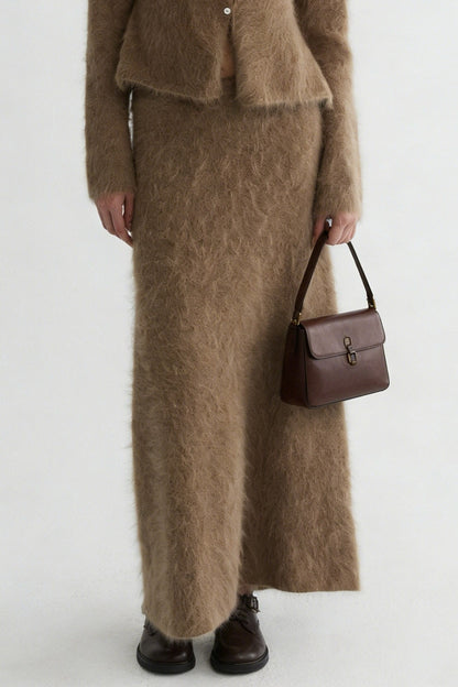 Otter-fleece blend soft drape skirt | 2 color