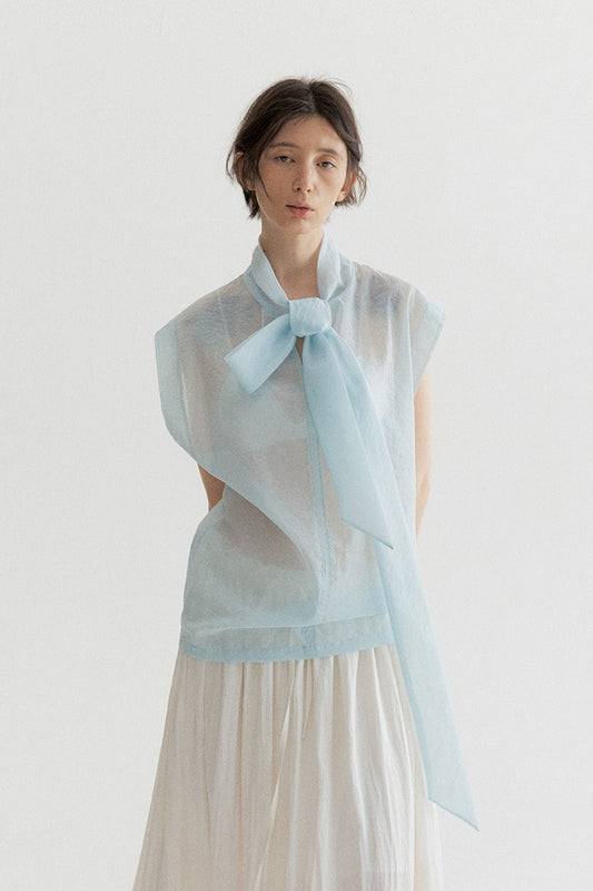 Cotton blend sheer breathable vest top with a ribbon | 3 color