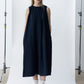 Lyocell blend pleated neck sleeveless dress | 3 color
