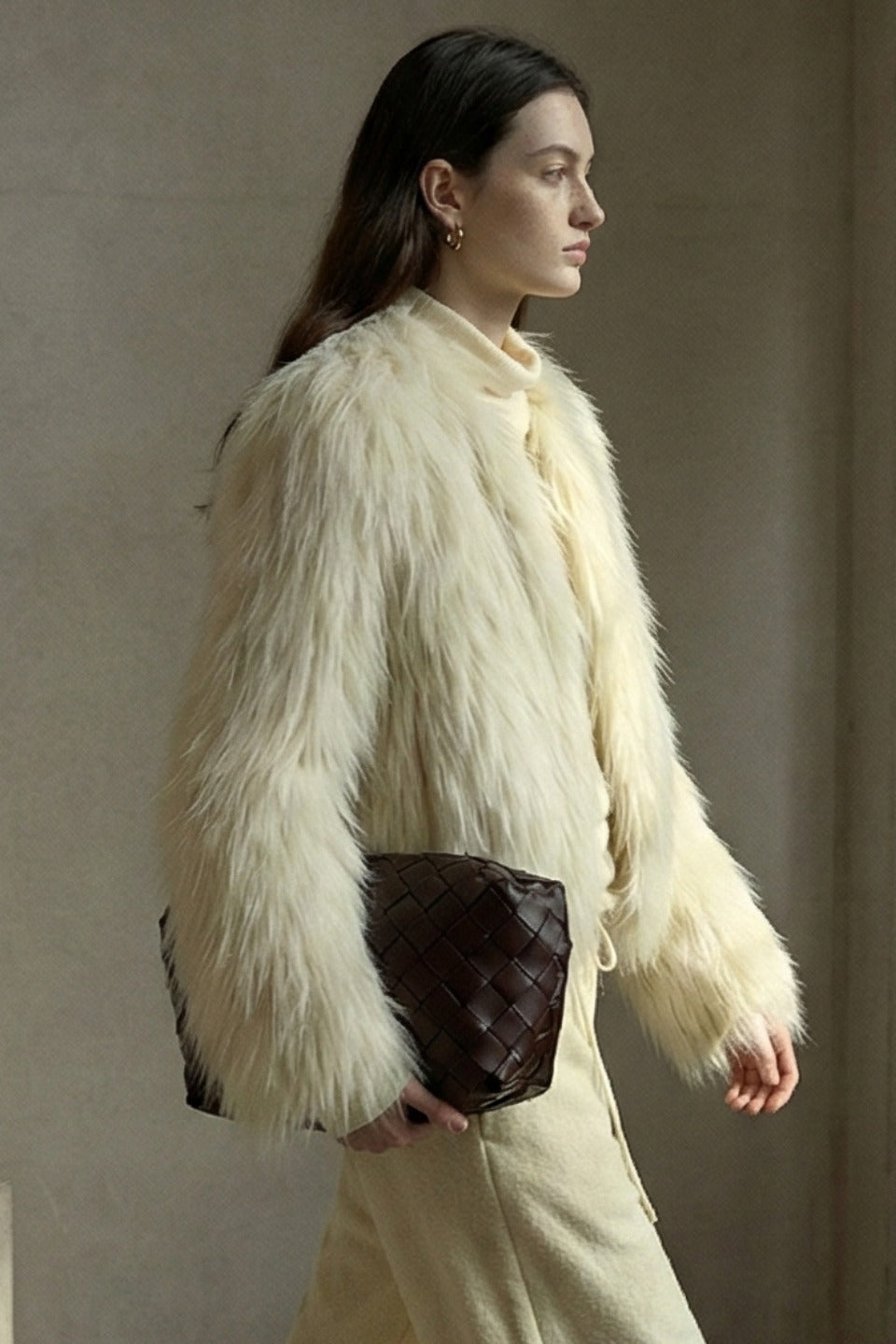 Fluffy raccoon fur double-sided woven jacket | 5 color