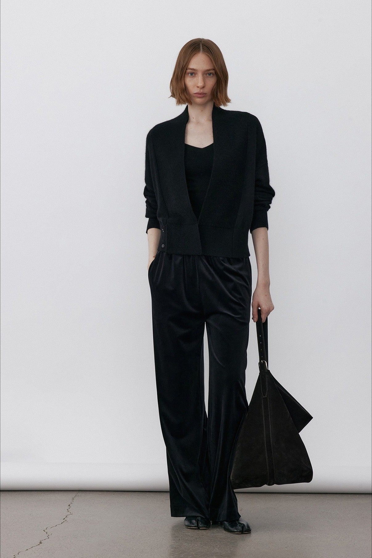 Large V-neck buttoned waist sweater | 2 color