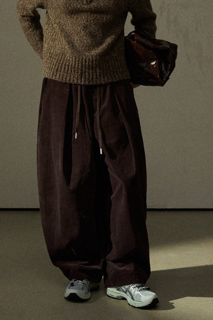 Pantalones de pana de pernera extra ancha de mezcla de algodón | 4 colores