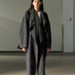 Wool & rabbit fur & silk large lapel overcoat | 4 color