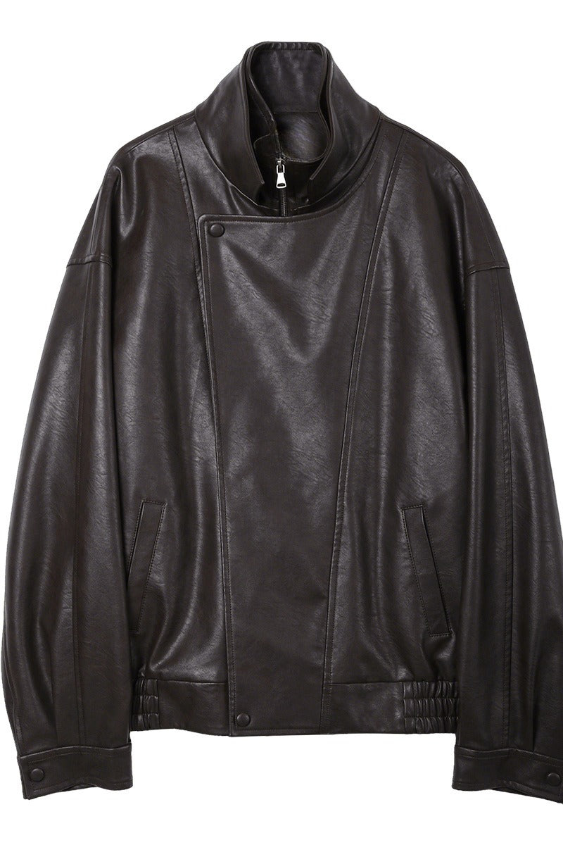 PU blend sleek panel retro style jacket | 2 color