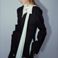 Shiny relaxed fit blazer with cord at lapel | 2 color