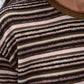 Cotton blend velvet-texture striped T-shirt | 5 color