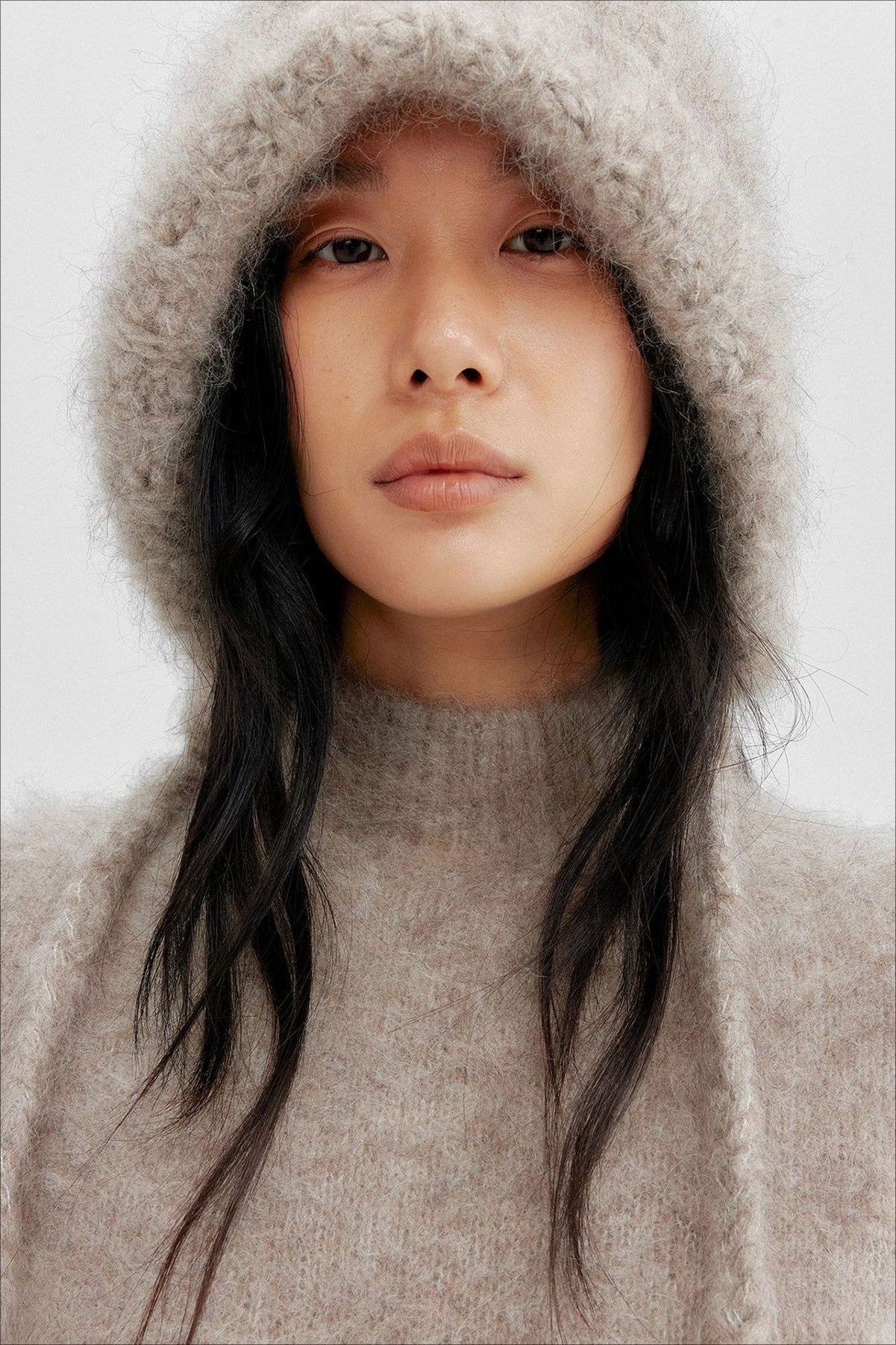 Cashmere-alpaca blend soft long hair hat