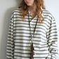 100% cotton loose-fit stripe pattern polo t-shirt | 4 color