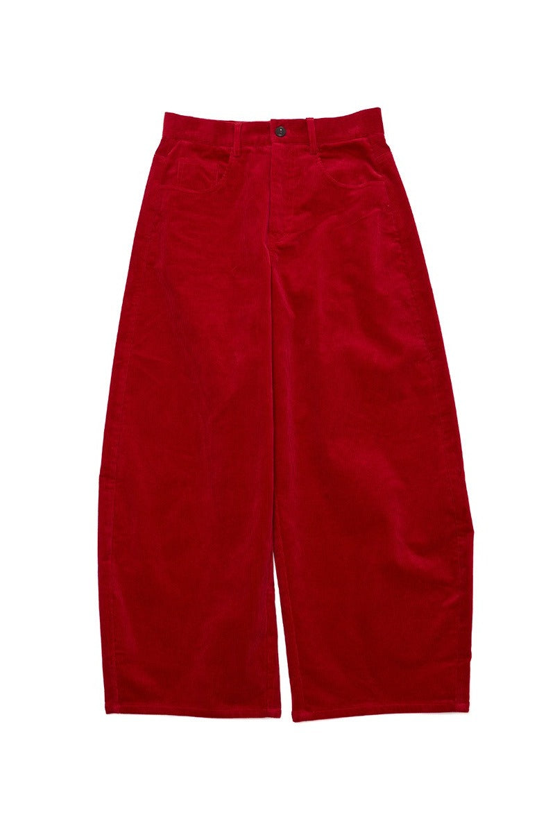 High-waisted corduroy curved-leg casual pants | 3 color