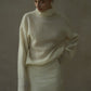 Mohair blend stacked high neck cozy loose sweater | 4 color