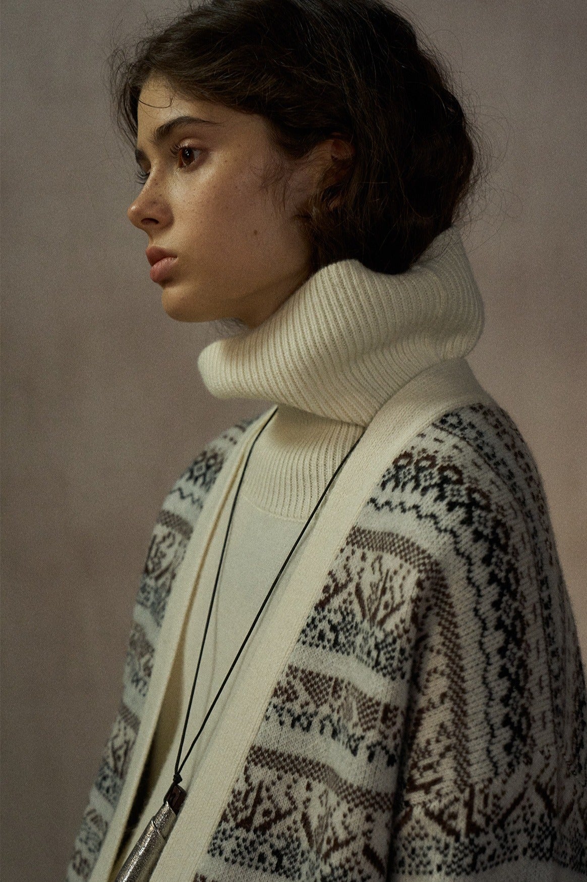 Wool blend loose-fit jacquard cardigan | 2 color